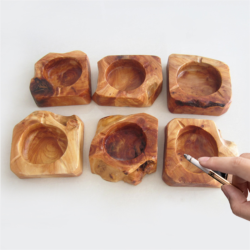 Office Table Accessories Unique - Cenicero único de madera Natural Irregular
