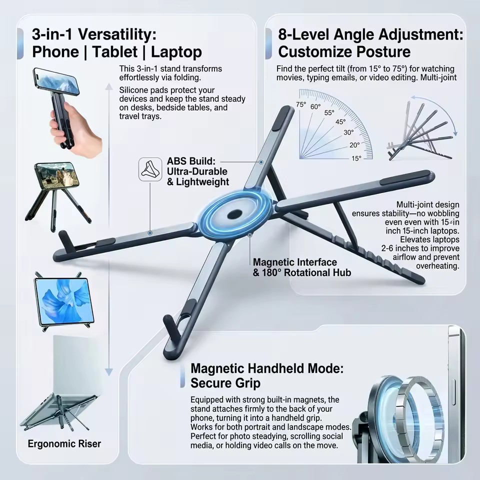 Tablet Lap Desk - Soporte Magnético Portátil para Teléfono y